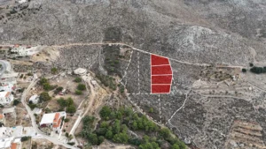 Aerial site view of plots for sale to build different architectures for building apartments, houses and studios